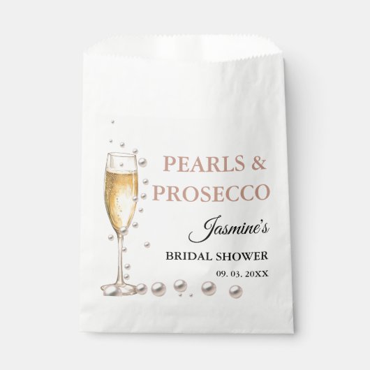 Parels en Prosecco Vrijgezellenfeest Party Bedankzakje (Voorkant)
