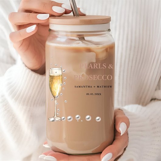 Parels en Prosecco Vrijgezellenfeest Party Blikvorm Glas