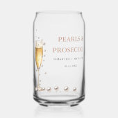 Parels en Prosecco Vrijgezellenfeest Party Blikvorm Glas (Voorkant)