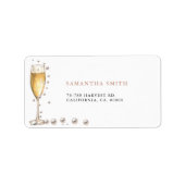 Parels en Prosecco Vrijgezellenfeest Party Etiket (Voorkant)