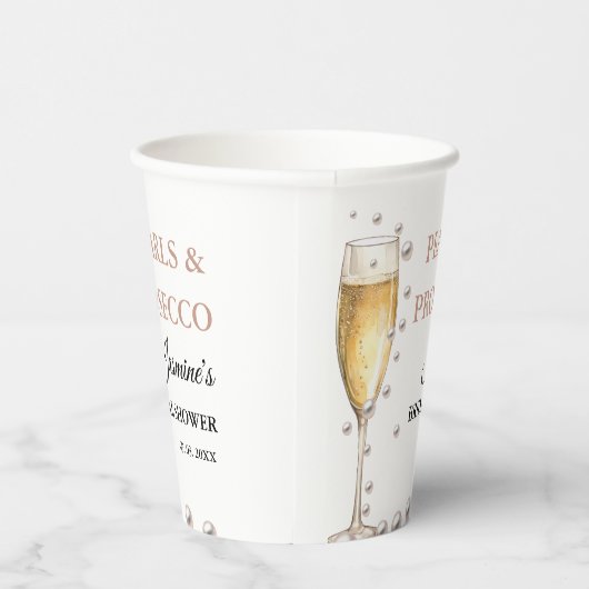 Parels en Prosecco Vrijgezellenfeest Party Papieren Bekers (Rechts)