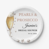 Parels en Prosecco Vrijgezellenfeest Party Papieren Bordje (Voorkant)