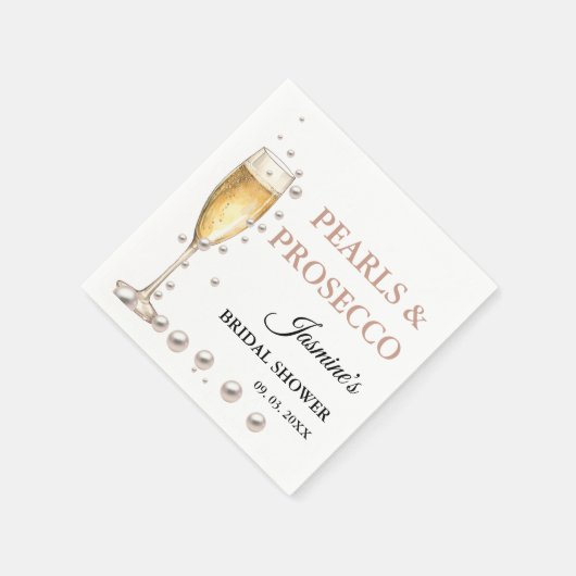 Parels en Prosecco Vrijgezellenfeest Party Servet (Hoek)