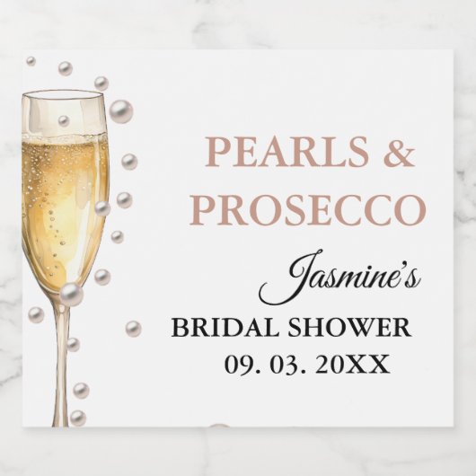 Parels en Prosecco Vrijgezellenfeest Party Sparkling Wijnetiket (Enkel label)