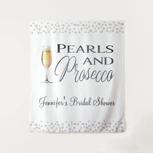 Parels en Prosecco Vrijgezellenfeest Party Wandkleed (Voorkant)