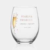 Parels en Prosecco Vrijgezellenfeest Party Wijnglas Zonder Voet (Achterkant)