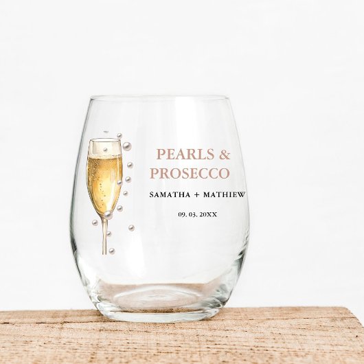 Parels en Prosecco Vrijgezellenfeest Party Wijnglas Zonder Voet
