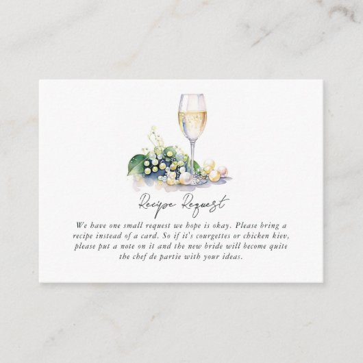 Parels en Prosecco Vrijgezellenfeest Recept Aanvra Informatiekaartje (Voorkant)