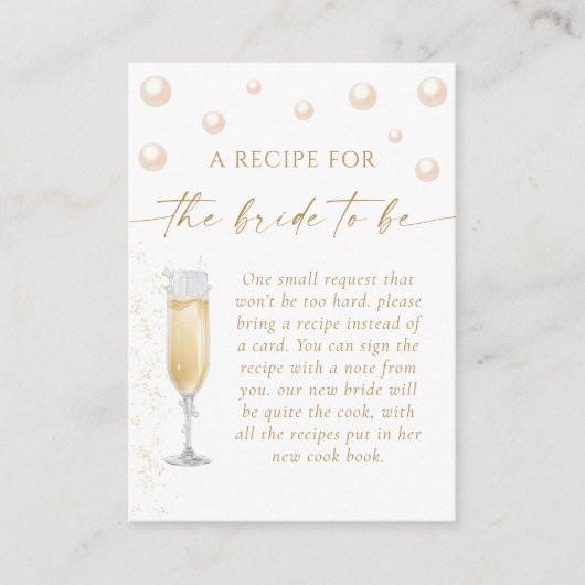 Parels en Prosecco Vrijgezellenfeest Recept Aanvra Informatiekaartje (Voorkant)