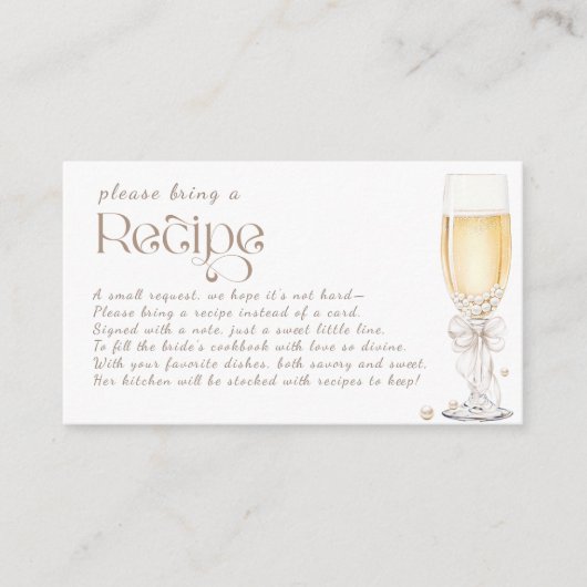 Parels en Prosecco Vrijgezellenfeest Recept Aanvra Informatiekaartje (Voorkant)