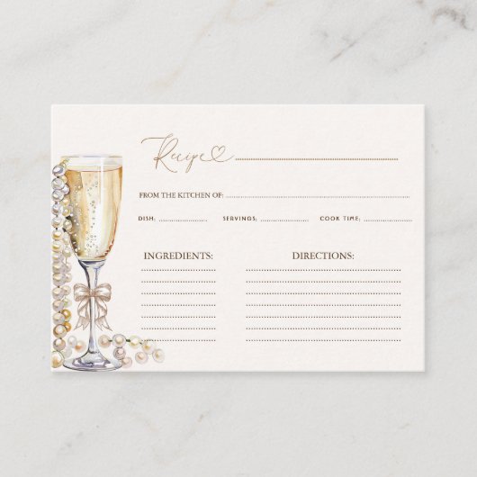 Parels en Prosecco Vrijgezellenfeest Recept Informatiekaartje (Voorkant)