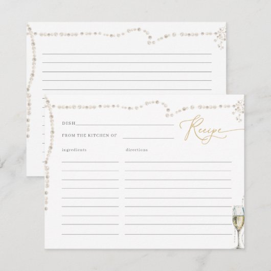 Parels en Prosecco Vrijgezellenfeest Recept Kaart (Voorkant / Achterkant)