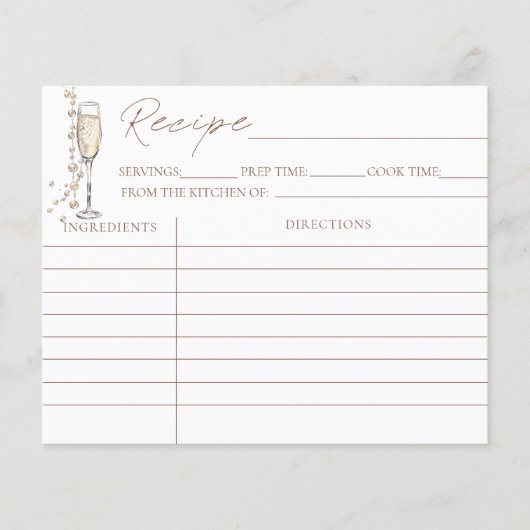 Parels en Prosecco Vrijgezellenfeest Recept Kaarte (Voorkant)