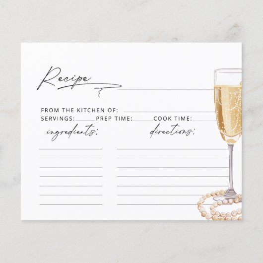 Parels en Prosecco Vrijgezellenfeest Receptenkaart (Voorkant)