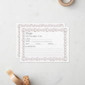 Parels en prosecco vrijgezellenfeest receptkaart notitiekaartje (Voorkant / Achterkant in situ)