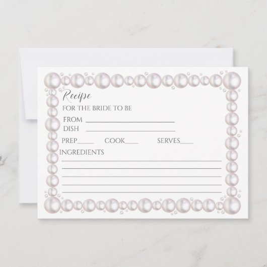 Parels en prosecco vrijgezellenfeest receptkaart notitiekaartje (Voorkant)