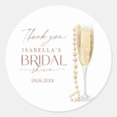 Parels en Prosecco Vrijgezellenfeest Ronde Sticker (Voorkant)