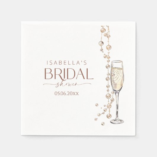 Parels en Prosecco Vrijgezellenfeest Servet (Voorkant)
