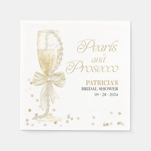 Parels en Prosecco Vrijgezellenfeest Servet (Voorkant)