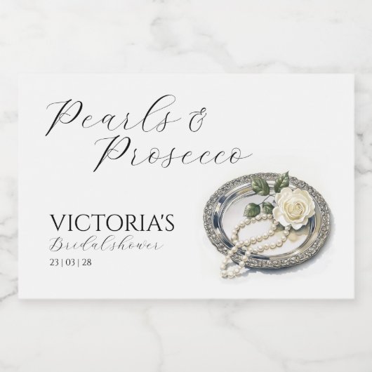 Parels en Prosecco Vrijgezellenfeest Sparkling Wijnetiket (Enkel label)