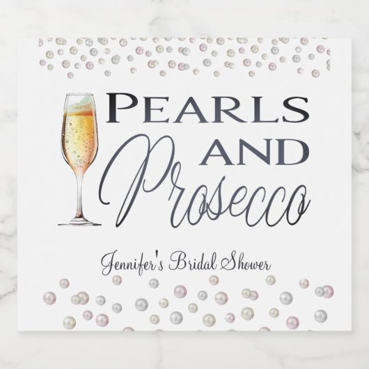Parels en Prosecco Vrijgezellenfeest Sparkling Wijnetiket (Enkel label)