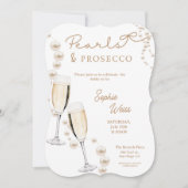 Parels en Prosecco Vrijgezellenfeest Uitnodigen Kaart (Voorkant)