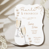 Parels en Prosecco Vrijgezellenfeest Uitnodigen Kaart
