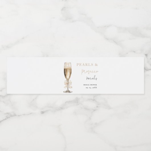 Parels en Prosecco Vrijgezellenfeest Waterfles Etiket (Enkel label)