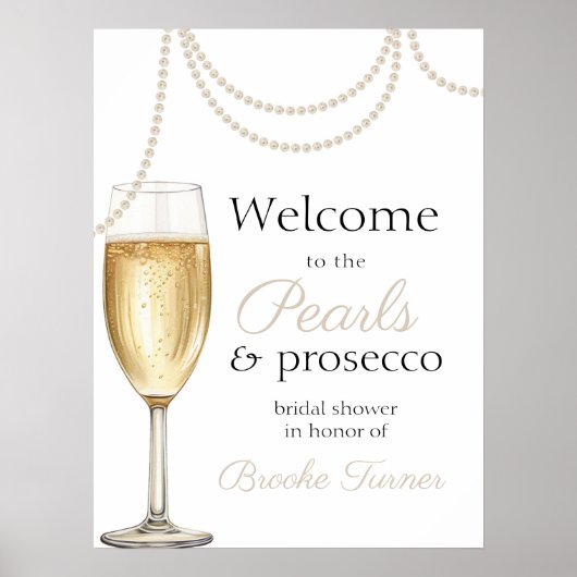 Parels en Prosecco Vrijgezellenfeest Welkom Poster (Voorkant)