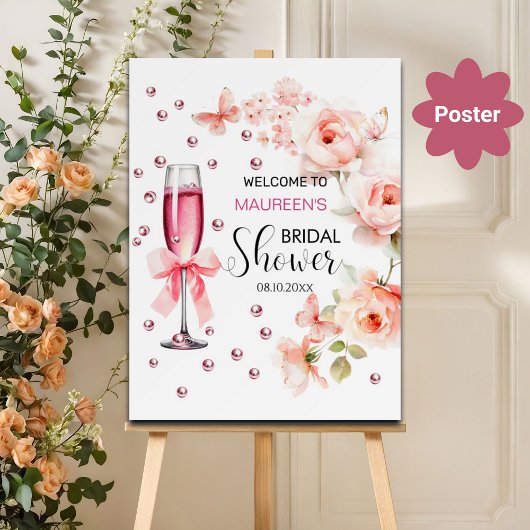 Parels en Prosecco Vrijgezellenfeest Welkom Poster
