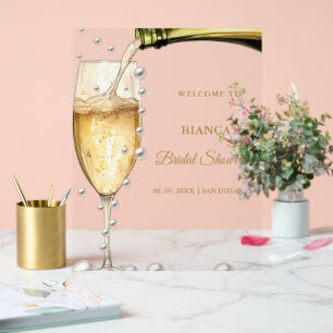 Parels en prosecco Vrijgezellenfeest Welkomstbord Acryl Bord