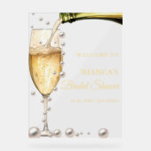 Parels en Prosecco vrijgezellenfeest Welkomstbord Acryl Bord (Voorkant)