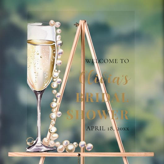 Parels en Prosecco Vrijgezellenfeest Welkomstbord Acryl Bord (Neutraal)