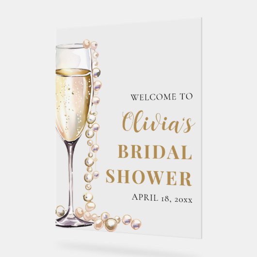 Parels en Prosecco Vrijgezellenfeest Welkomstbord Acryl Bord (Hoek)