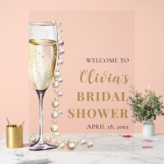 Parels en Prosecco Vrijgezellenfeest Welkomstbord Acryl Bord (Huwelijk)