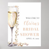Parels en Prosecco Vrijgezellenfeest Welkomstbord Poster (Voorkant)