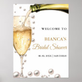 Parels en Prosecco vrijgezellenfeest Welkomstbord Poster (Voorkant)