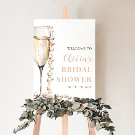 Parels en Prosecco Vrijgezellenfeest Welkomstbord Poster