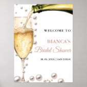 Parels en Prosecco vrijgezellenfeest Welkomstbord Poster (Voorkant)