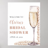 Parels en Prosecco Vrijgezellenfeest Welkomstbord Poster (Voorkant)