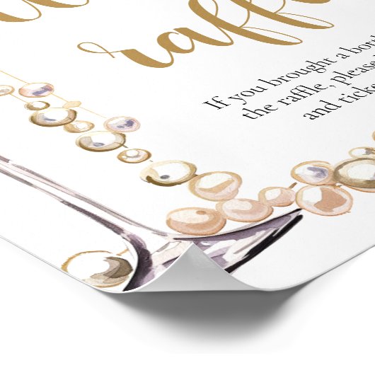 Parels en Prosecco Vrijgezellenfeest Wijn Raffle G Poster (Hoek)