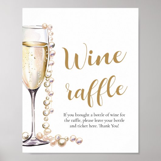 Parels en Prosecco Vrijgezellenfeest Wijn Raffle G Poster (Voorkant)