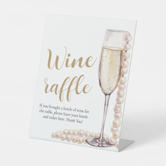 Parels en Prosecco Vrijgezellenfeest Wijn Raffle G Reclamebord Met Voetstuk (Voorkant)