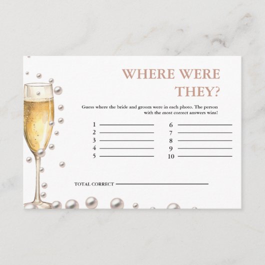 Parels en Prosecco waar waren ze Bridal Game Informatiekaartje (Voorkant)