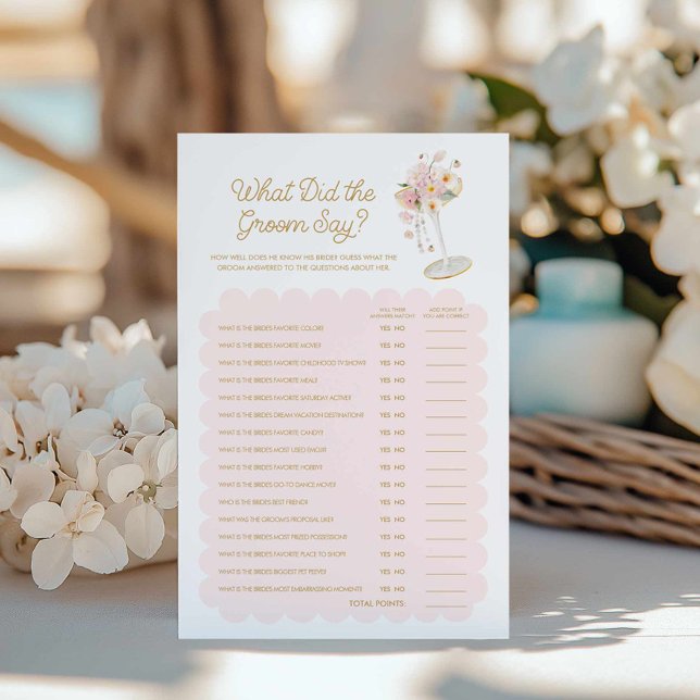 Parels en Prosecco Wat zei de bruidegom Spel (Pearls and Prosecco what did the groom say? Game)