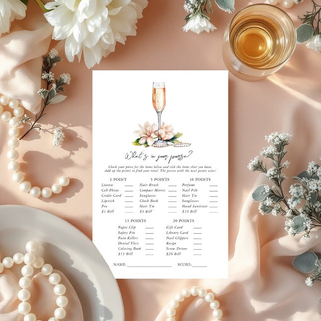 Parels en Prosecco Wat zit er in je tas? wild (Pearls and Prosecco What’s in Your Purse? Bridal Shower Game)