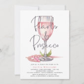 Parels en Prosecco Waterverf Roze Vrijgezellenfees Kaart (Voorkant)