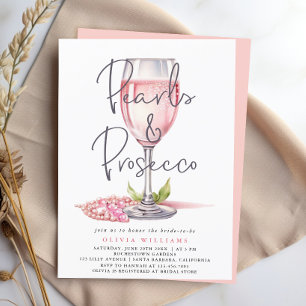 Parels en Prosecco Waterverf Roze Vrijgezellenfees Kaart
