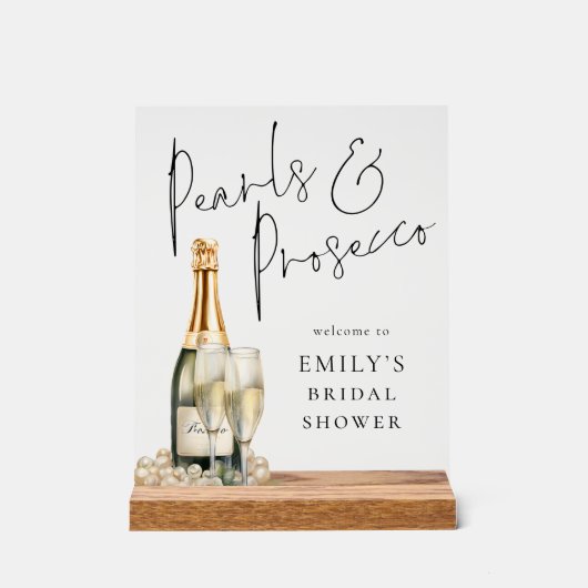 Parels en Prosecco Welkom in Vrijgezellenfeest Acryl Bord (Voorkant)