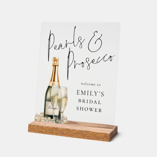 Parels en Prosecco Welkom in Vrijgezellenfeest Acryl Bord (Hoek)